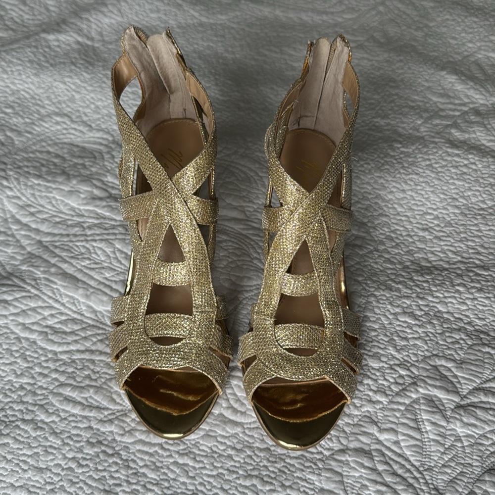 Marc Fisher Gold Strappy Heels